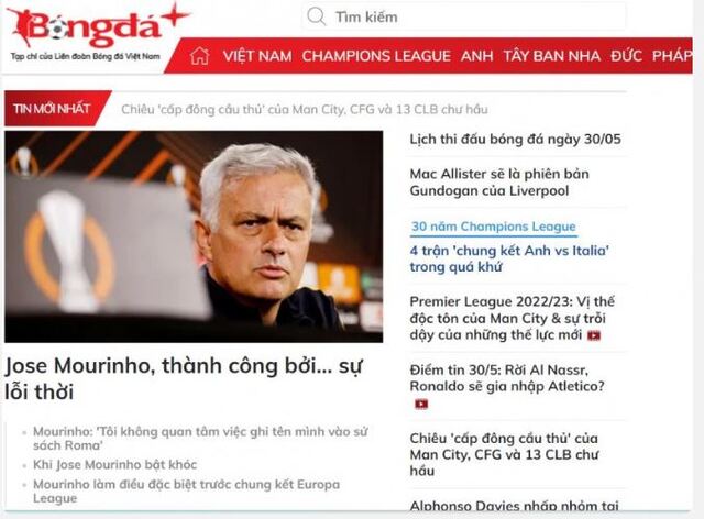 Trang web bóng đá được nhiều người biết đến bởi cung cấp thông tin thể thao nhanh chóng 