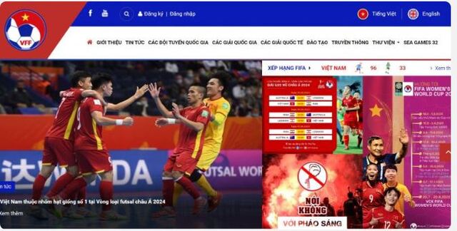 Vff hiện nay là trang chủ của Liên đoàn bóng đá Việt Nam